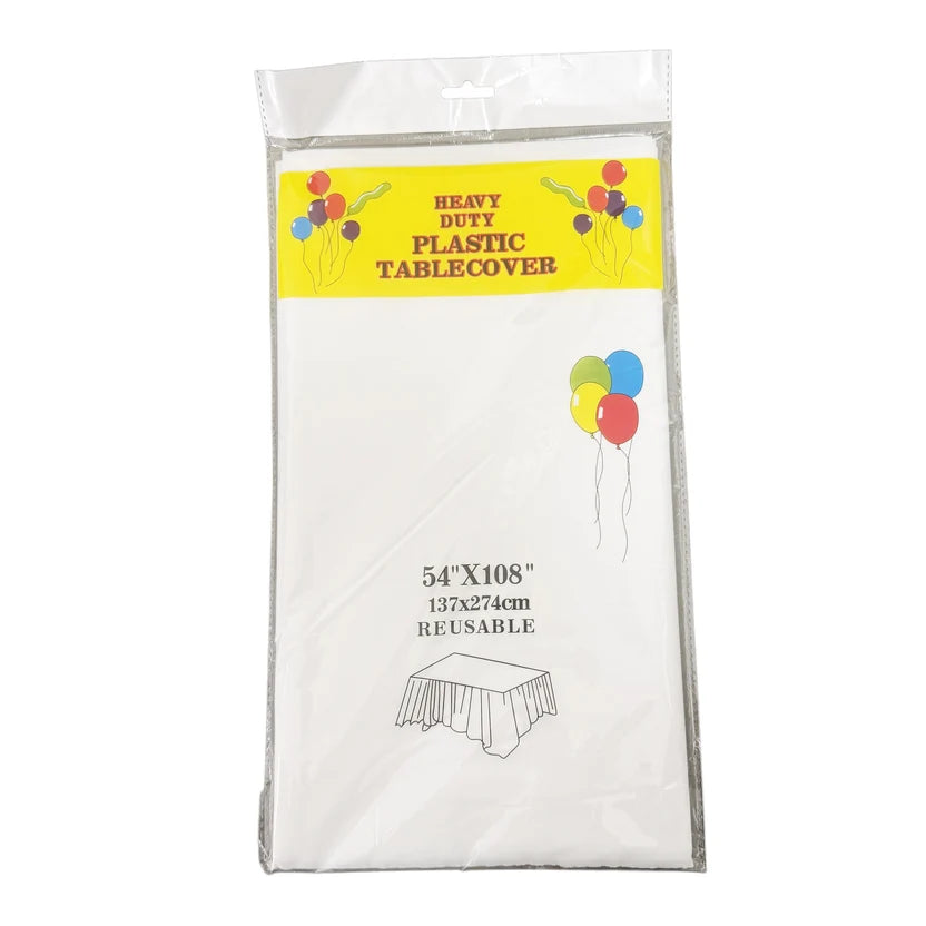 137x274cm Reusable White Plastic Tablecover