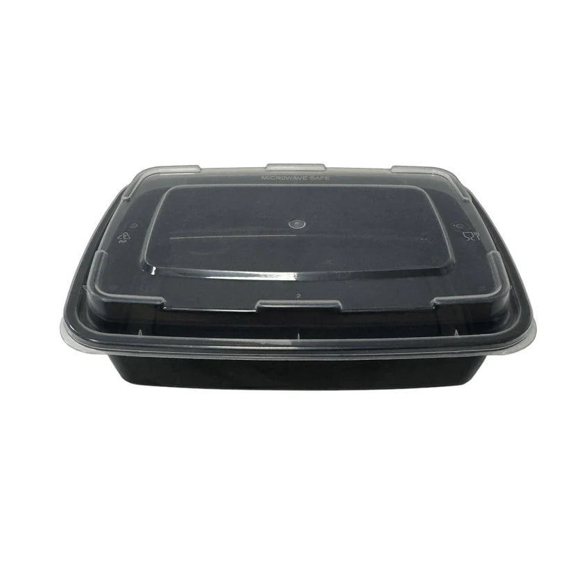 16oz Black Rect Container
