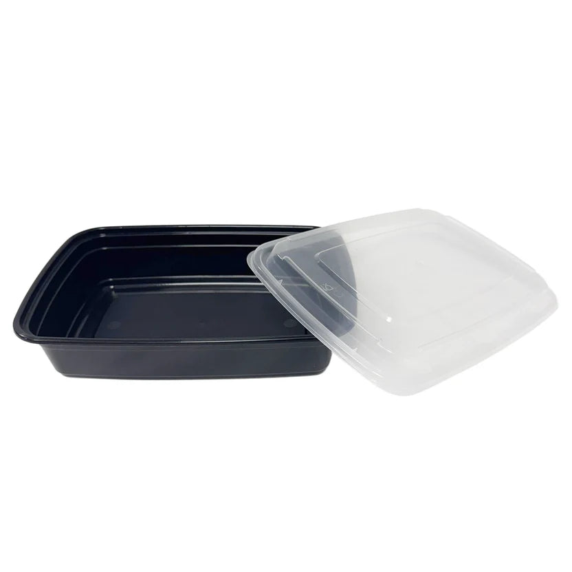 38oz Black Rect Container