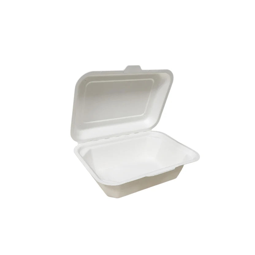 18x14x6.5cm/7x5x2.6" White Sugarcane Clamshell 500pcs