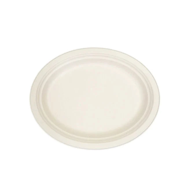 12.5"x10" Natural Sugarcane Oval Plate 500pcs